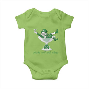 Drink Well With Others Baby Onesie Funny Leprechaun Drinking Green Beer Shamrock TS14 Lime Print Your Wear