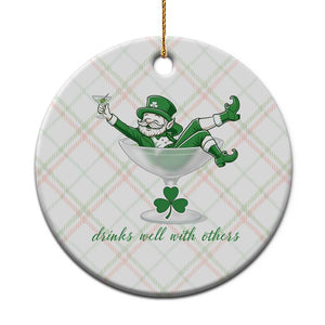 Drink Well With Others Ceramic Ornament Funny Leprechaun Drinking Green Beer Shamrock TS14 1pc Christmas Plaid Print Your Wear