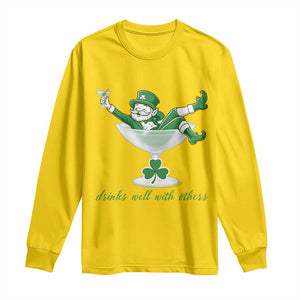 Drink Well With Others Long Sleeve Shirt Funny Leprechaun Drinking Green Beer Shamrock TS14 Daisy Print Your Wear