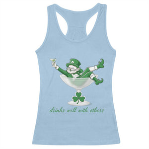 Drink Well With Others Racerback Tank Top Funny Leprechaun Drinking Green Beer Shamrock TS14 Light Blue Print Your Wear