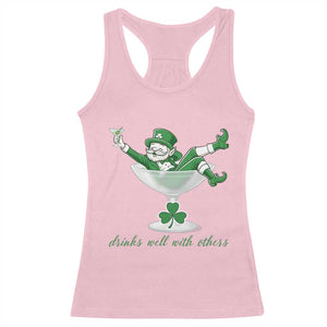 Drink Well With Others Racerback Tank Top Funny Leprechaun Drinking Green Beer Shamrock TS14 Light Pink Print Your Wear