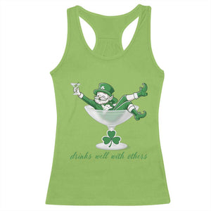 Drink Well With Others Racerback Tank Top Funny Leprechaun Drinking Green Beer Shamrock TS14 Lime Print Your Wear