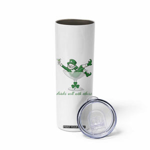 Drink Well With Others Skinny Tumbler Funny Leprechaun Drinking Green Beer Shamrock TS14 Print Your Wear