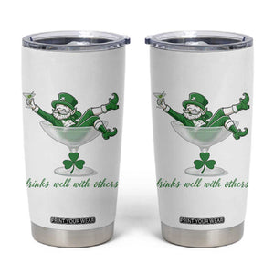 Drink Well With Others Tumbler Cup Funny Leprechaun Drinking Green Beer Shamrock TS14 White Print Your Wear