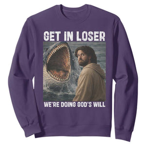 Get In Loser We're Doing God's Will Sweatshirt Funny Christian Quote TS14 Purple Print Your Wear