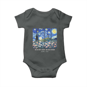 He is Risen Baby Onesie Christian Easter Starry Night Van Gogh TS14 Dark Heather Print Your Wear