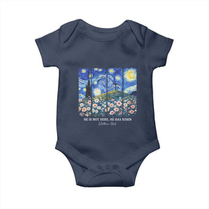 He is Risen Baby Onesie Christian Easter Starry Night Van Gogh TS14 Navy Print Your Wear