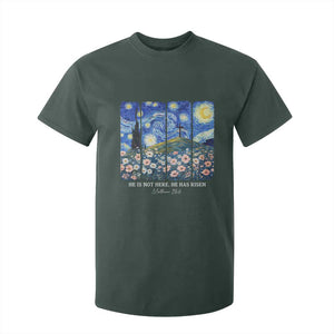 He is Risen T Shirt For Kid Christian Easter Starry Night Van Gogh TS14 Dark Forest Green Print Your Wear