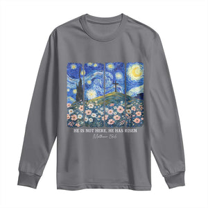 He is Risen Long Sleeve Shirt Christian Easter Starry Night Van Gogh TS14 Charcoal Print Your Wear
