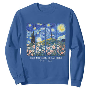 He is Risen Sweatshirt Christian Easter Starry Night Van Gogh TS14 Royal Blue Print Your Wear