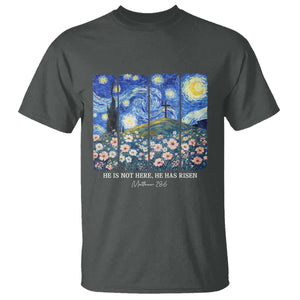 He is Risen T Shirt Christian Easter Starry Night Van Gogh TS14 Dark Heather Print Your Wear