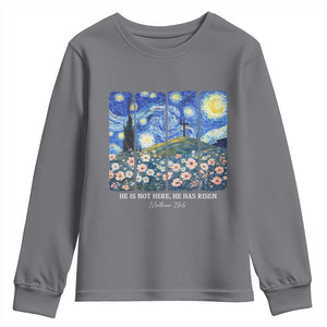 He is Risen Youth Sweatshirt Christian Easter Starry Night Van Gogh TS14 Charcoal Print Your Wear
