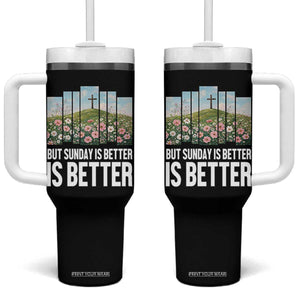 Friday is Good Sunday is Better Tumbler With Handle Christian Easter TS14 One Size: 40 oz Black Print Your Wear