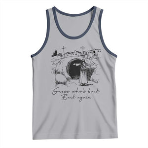 Guess Who's Back Back Again Tank Top Funny Easter Jesus Christian TS14 Athletic Heather Navy Print Your Wear