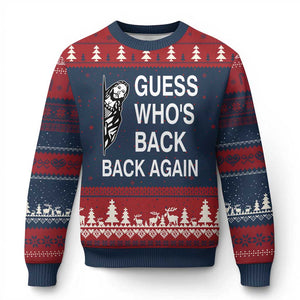 Guess Who's Back Back Again Ugly Christmas Sweater Funny Easter Jesus Meme TS14 Navy Red Print Your Wear