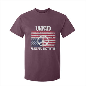 Unpaid Peaceful Protester T Shirt For Kid Peace Sign Anti War Patriotic US Flag TS14 Maroon Print Your Wear