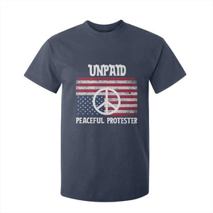 Unpaid Peaceful Protester T Shirt For Kid Peace Sign Anti War Patriotic US Flag TS14 Navy Print Your Wear