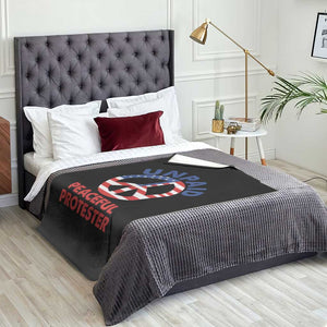 Unpaid Peaceful Protester Throw Blanket Peace Sign Patriotic US Flag Political Protest TS14 Print Your Wear