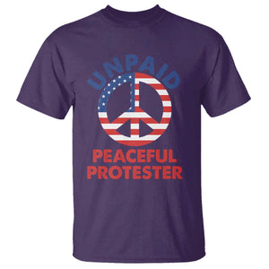Unpaid Peaceful Protester T Shirt Peace Sign Patriotic US Flag Political Protest TS14 Purple Print Your Wear