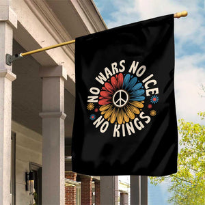 No Kings No ICE No Wars Garden Flag - Peace Sign Sunflower Anti War Freedom Activist TS14 Print Your Wear