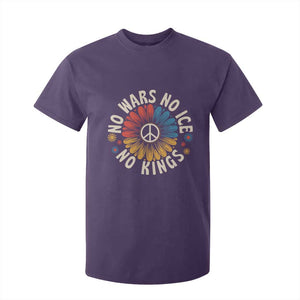 No Kings No ICE No Wars T Shirt For Kid Peace Sign Sunflower Anti War Freedom Activist TS14 Purple Print Your Wear