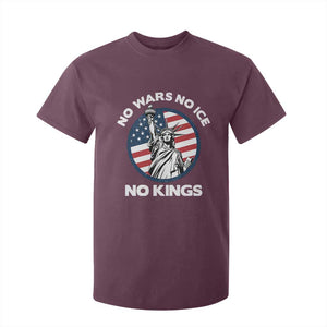 No Kings No ICE No Wars T Shirt For Kid Statue of Liberty US Flag Anti War Freedom Activist TS14 Maroon Print Your Wear