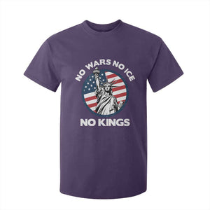 No Kings No ICE No Wars T Shirt For Kid Statue of Liberty US Flag Anti War Freedom Activist TS14 Purple Print Your Wear