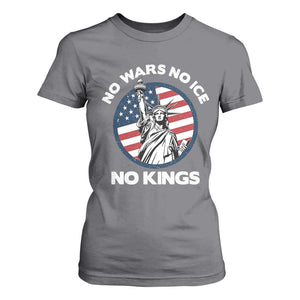 No Kings No ICE No Wars T Shirt For Women Statue of Liberty US Flag Anti War Freedom Activist TS14 Charcoal Print Your Wear