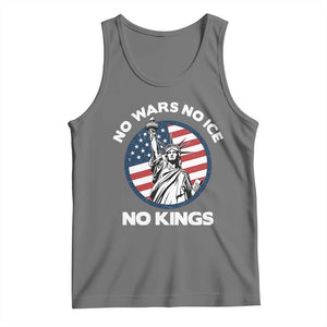 No Kings No ICE No Wars Tank Top Statue of Liberty US Flag Anti War Freedom Activist TS14 Black Heather Print Your Wear