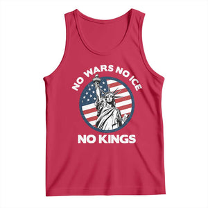 No Kings No ICE No Wars Tank Top Statue of Liberty US Flag Anti War Freedom Activist TS14 Red Print Your Wear