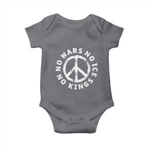 No Kings No ICE No Wars Baby Onesie Peace Sign Anti War Freedom Activist TS14 Charcoal Print Your Wear