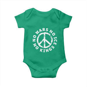 No Kings No ICE No Wars Baby Onesie Peace Sign Anti War Freedom Activist TS14 Irish Green Print Your Wear