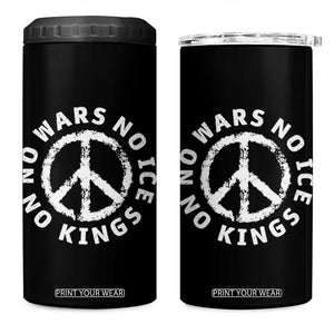No Kings No ICE No Wars 4 in 1 Can Cooler Tumbler Peace Sign Anti War Freedom Activist TS14 One Size: 16 oz Black Print Your Wear