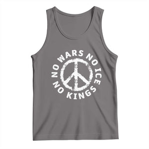 No Kings No ICE No Wars Tank Top Peace Sign Anti War Freedom Activist TS14 Deep Heather Print Your Wear