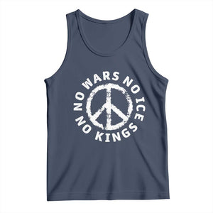 No Kings No ICE No Wars Tank Top Peace Sign Anti War Freedom Activist TS14 Navy Print Your Wear