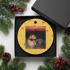 Hamster Drinking Iced Coffee Ceramic Ornament Funny Animal Chill City Sunset Headphones TS14 1pc Yellow Cheese Print Your Wear