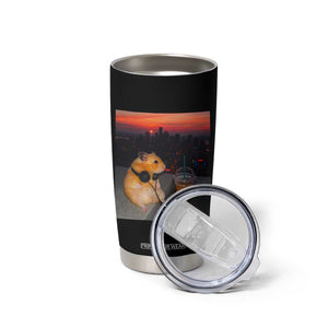 Hamster Drinking Iced Coffee Tumbler Cup Funny Animal Chill City Sunset Headphones TS14 Print Your Wear
