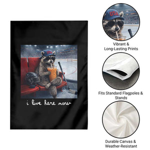 Hockey Mom Raccoon Iced Coffee Garden Flag I Live Here Now TS14 Print Your Wear