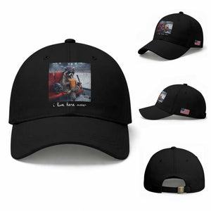 Hockey Mom Raccoon Iced Coffee Baseball Cap I Live Here Now TS14 Baseball Cap Universal Fit Black Print Your Wear