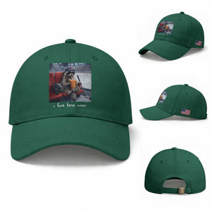 Hockey Mom Raccoon Iced Coffee Baseball Cap I Live Here Now TS14 Baseball Cap Universal Fit Irish Green Print Your Wear
