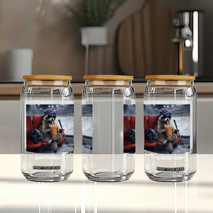 Hockey Mom Raccoon Iced Coffee Glass Can I Live Here Now TS14 Print Your Wear