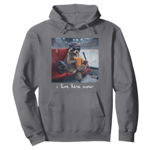 Hockey Mom Raccoon Iced Coffee Hoodie I Live Here Now TS14 Charcoal Print Your Wear
