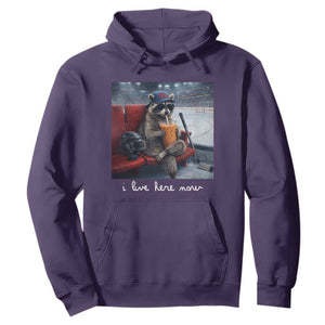 Hockey Mom Raccoon Iced Coffee Hoodie I Live Here Now TS14 Purple Print Your Wear