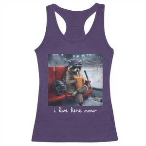 Hockey Mom Raccoon Iced Coffee Racerback Tank Top I Live Here Now TS14 Purple Print Your Wear