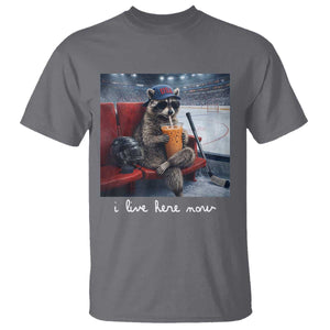 Hockey Mom Raccoon Iced Coffee T Shirt I Live Here Now TS14 Charcoal Print Your Wear