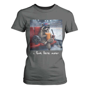 Hockey Mom Raccoon Iced Coffee T Shirt For Women I Live Here Now TS14 Dark Heather Print Your Wear