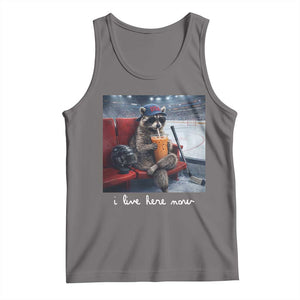 Hockey Mom Raccoon Iced Coffee Tank Top I Live Here Now TS14 Deep Heather Print Your Wear