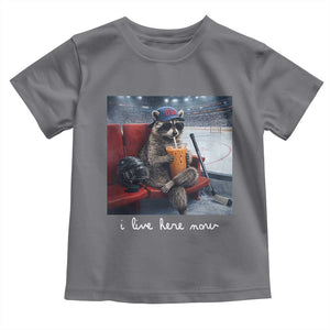 Hockey Mom Raccoon Iced Coffee Toddler T Shirt I Live Here Now TS14 Charcoal Print Your Wear