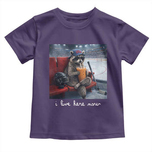 Hockey Mom Raccoon Iced Coffee Toddler T Shirt I Live Here Now TS14 Purple Print Your Wear
