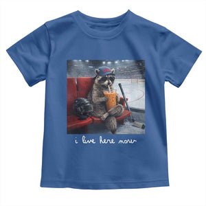 Hockey Mom Raccoon Iced Coffee Toddler T Shirt I Live Here Now TS14 Royal Blue Print Your Wear